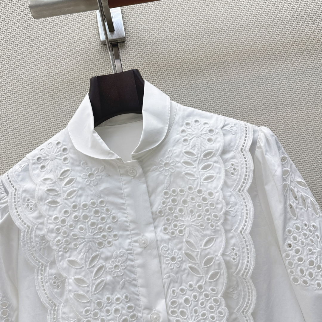 重工款 VLTN 26Ss————春夏最新款重磅刺绣七分袖衬衫🤍重工的定制纯棉面料 全身镂空刺绣 高密度