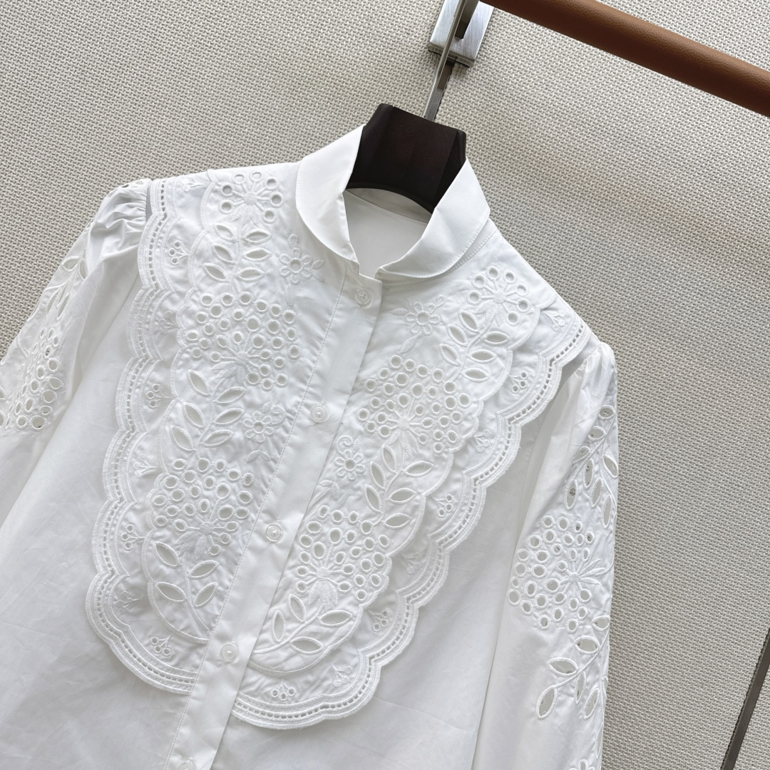 重工款 VLTN 26Ss————春夏最新款重磅刺绣七分袖衬衫🤍重工的定制纯棉面料 全身镂空刺绣 高密度