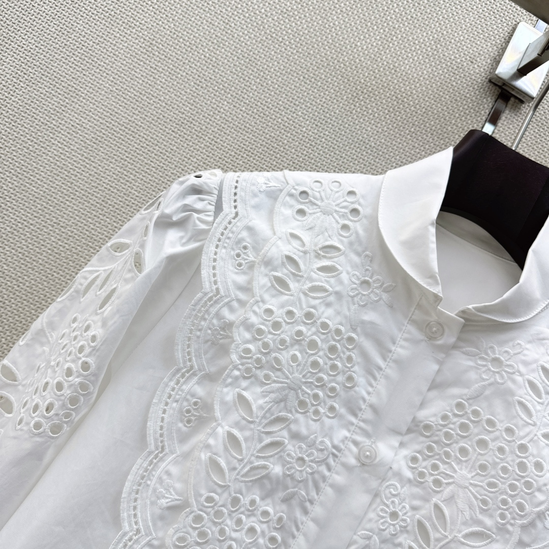重工款 VLTN 26Ss————春夏最新款重磅刺绣七分袖衬衫🤍重工的定制纯棉面料 全身镂空刺绣 高密度