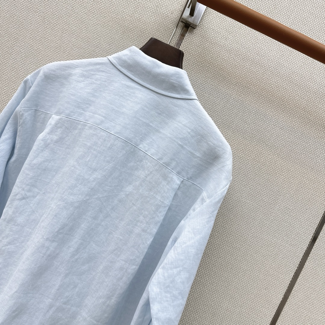 lp🆕 26Ss————春夏最新款花卉刺绣口袋亚麻衬衫🩵重工定位立体刺绣工艺 低调奢华细节感满满 进口亚