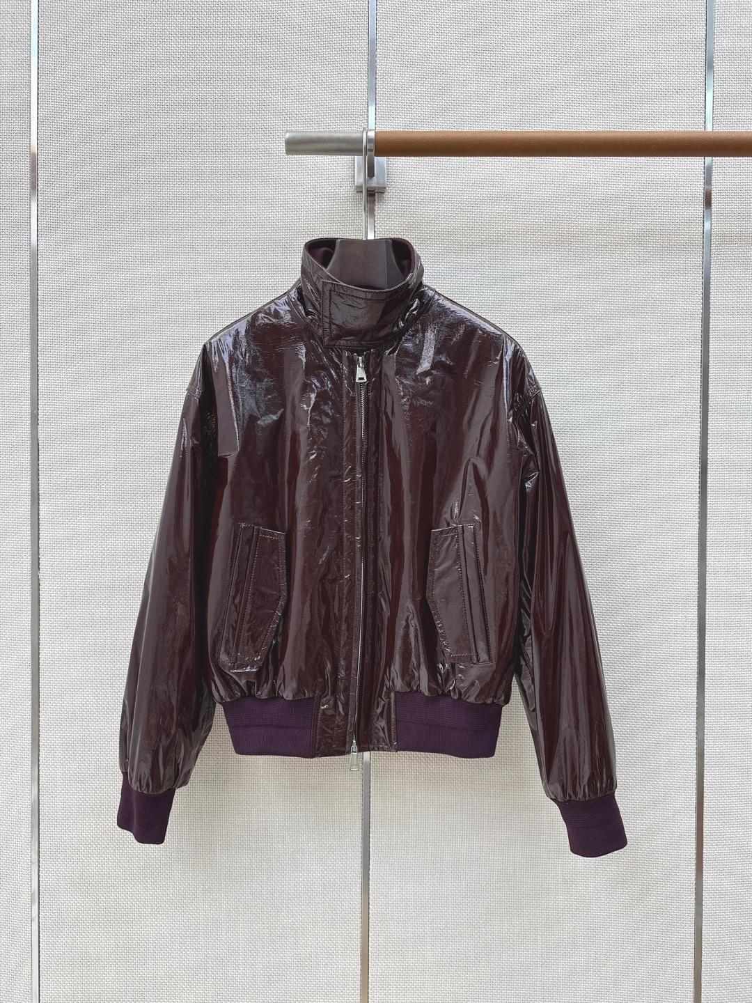 长期主义穿搭 Slp🆕 26Ss————早秋最新款高智感时髦老干部亮面漆皮夹克棉服羊皮外套🖤定制顶级进口