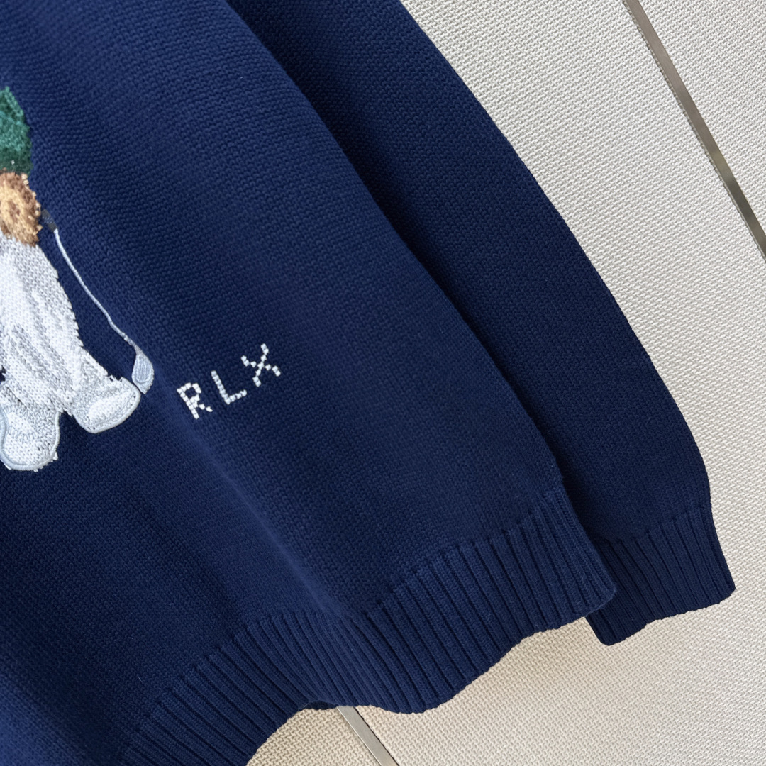 RL 26Ss————早秋最新款浓郁美式风帅气小熊毛衣🖤手工勾花图案 经典H宽松版型 品质控必入 进口纯棉纱线质感无敌赞