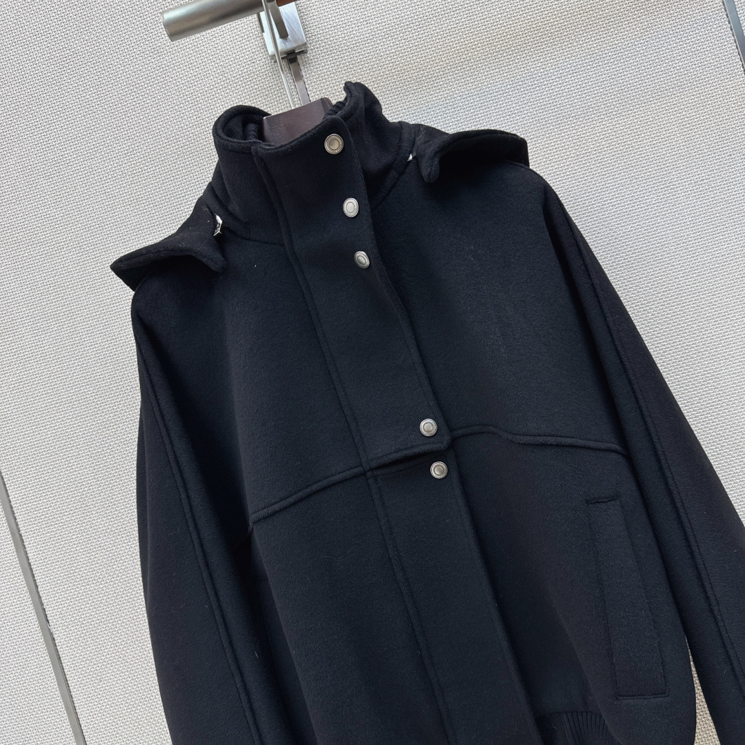 独家首发 lp🆕 26Ss————秋冬最新款重磅羊毛呢连帽设计外套🖤定制的羊毛呢面料 实物重磅有份量 领子内里拼接厚实螺