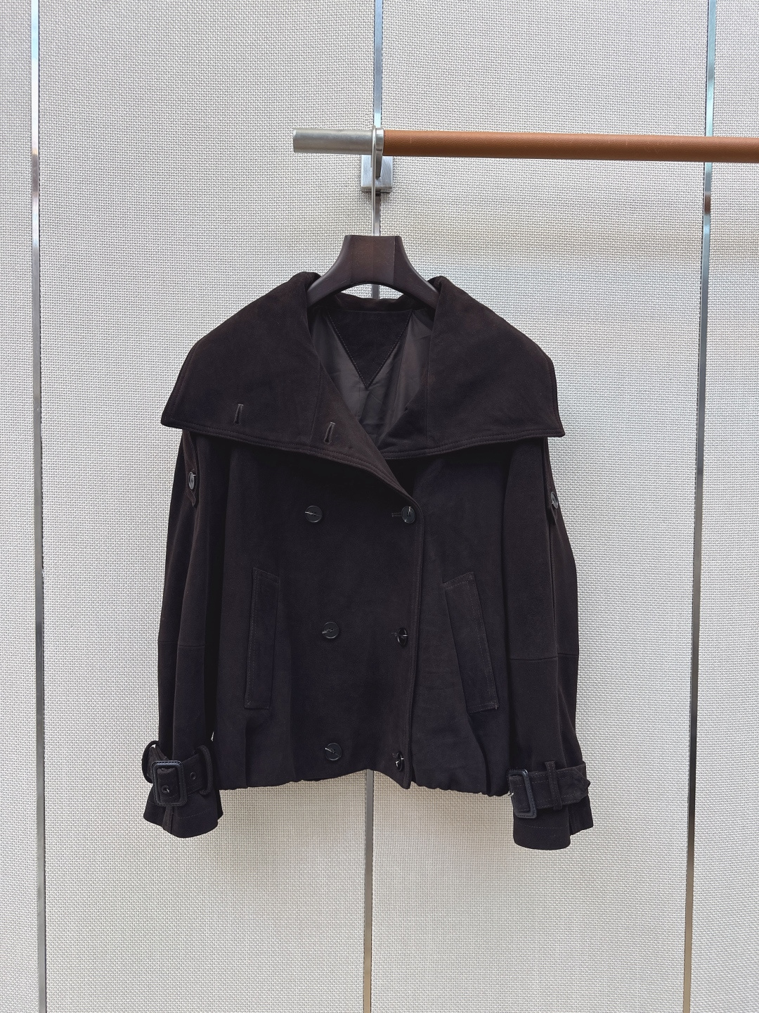 Пиджак из замши с высоким воротником, чёрный Saint Laurent