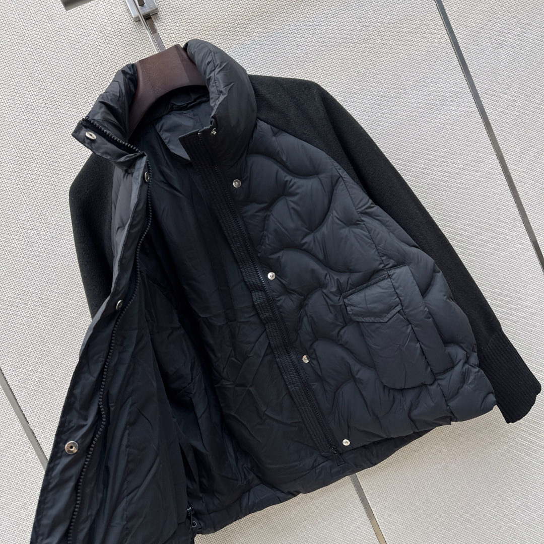独家首发 lp🆕 26Ss————秋冬最新款羊毛针织拼接羽绒服🖤冬天的内搭神器必备单品 绗缝H版型百搭不挑人 针织长袖拼
