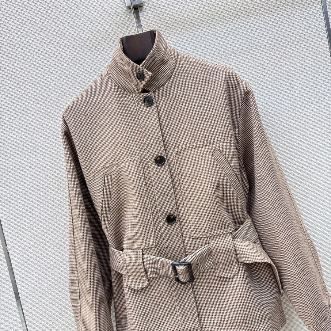 独家首发 lp🆕 26Ss———秋冬最新款高奢老钱风穿搭千鸟格外套🤎定制高品质千鸟格羊毛面料 质感在线 气质小翻立领经典