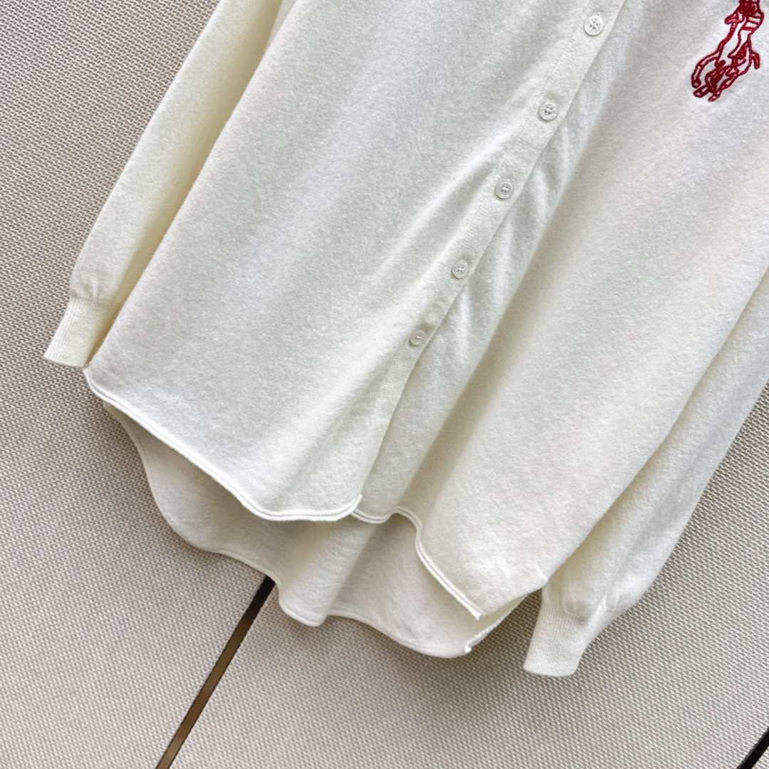 RL 26Ss————秋冬最新款小马刺绣图案翻领针织衫🩶定制羊毛针织纱线材质织造 舒适软糯 穿搭洋气 翻领针织长袖 营造