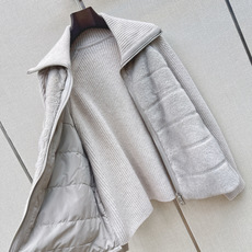 独家款~lp🆕 26Ss————秋冬最新款大翻领针织拼接羽绒服🖤定制尼龙+羊毛针织面料+环保仿水貂皮草 90白鹅绒填充内 独家款~lp🆕 26Ss————秋冬最新款大翻领针织拼接羽绒服🖤定制尼龙+羊毛针织面料+环保仿水貂皮草 90白鹅绒填充内