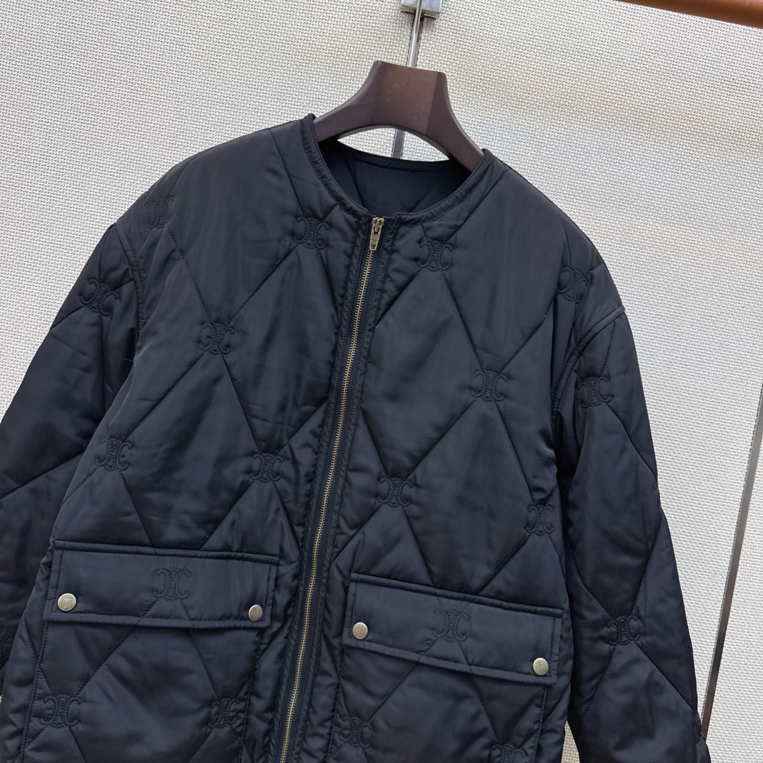 独家首发 Ce 26Ss———秋冬最新款凯旋门刺绣装饰休闲羽绒服外套🤎高级休闲运动风格调 经典菱格纹绗缝棉填充 整件凯旋