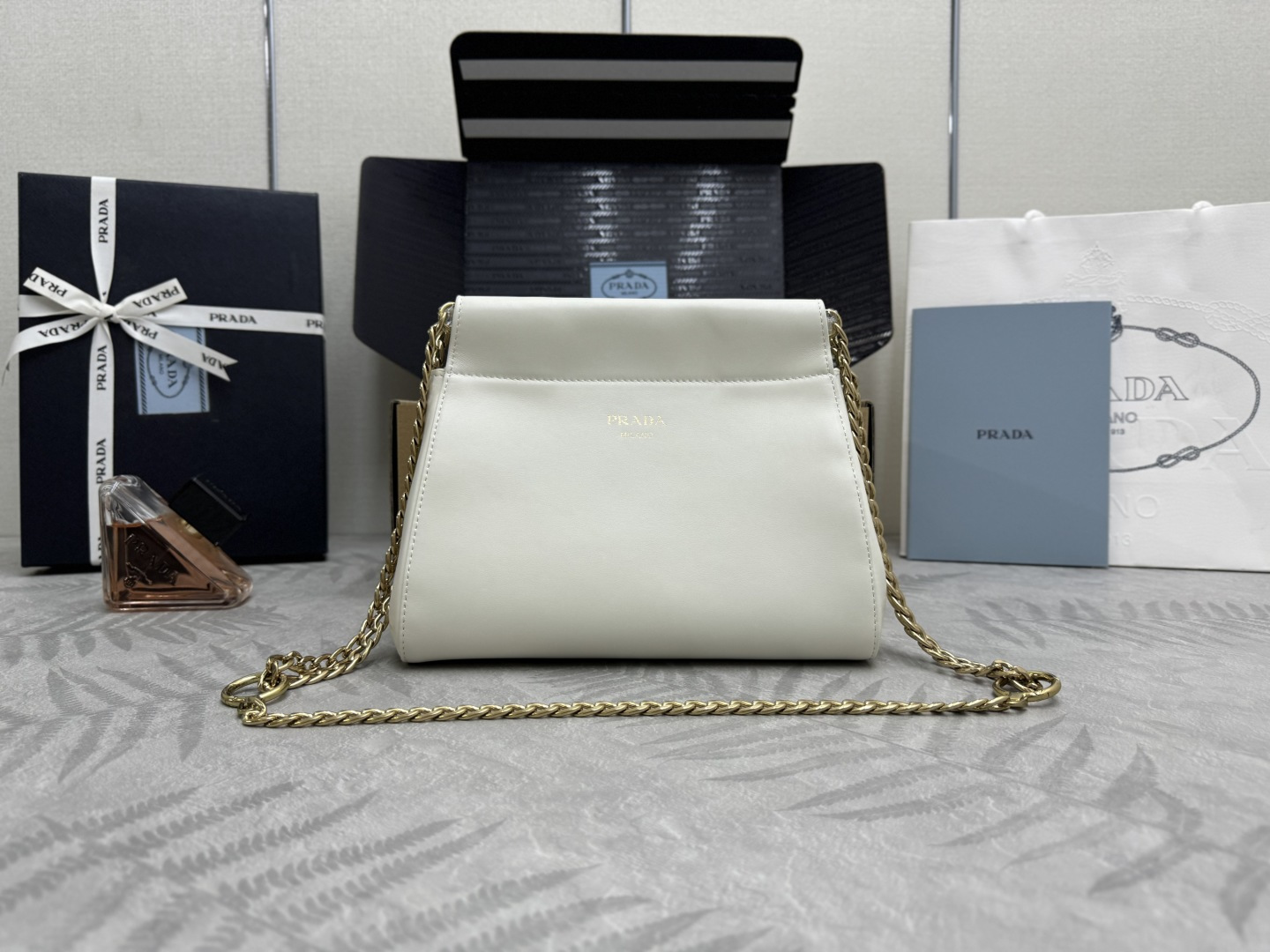 Prada Enchaîné Mini Chain Bag Leather Magnetic Closure Embossed Logo