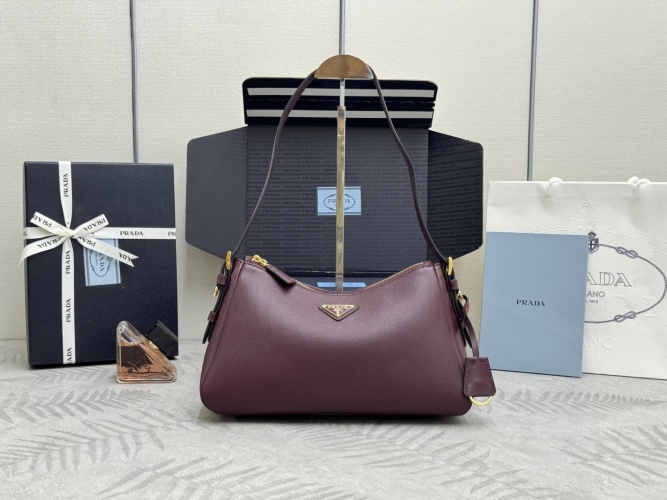 Prada Aimee Leather Hobo Bag, Small Size, Top Handle, 1BC229 - Stylish & Versatile 1 Prada Aimee Leather Hobo Bag, Small Size, Top Handle, 1BC229 - Stylish & Versatile