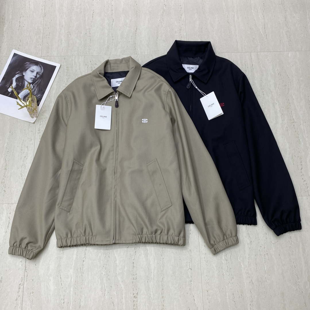 Celine Men's Zip-Up Collar Jacket, Soft Fabric, Comfortable and Stylish