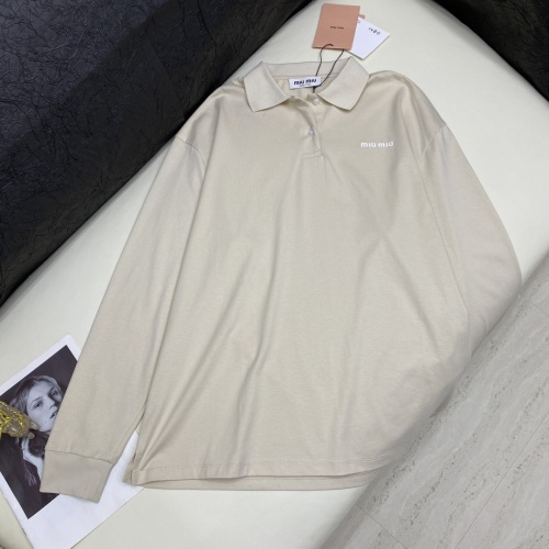 Miu Miu Women's Cotton Blend Long Sleeve Polo Shirt - Soft & Stylish 1 Miu Miu Women's Cotton Blend Long Sleeve Polo Shirt - Soft & Stylish