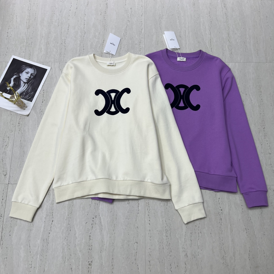 Celine Women's Round Neck Printed Cotton Sweatshirt - Comfortable & Stylish