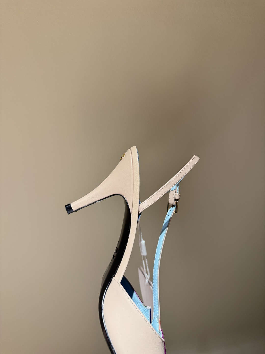 Color-block Metallic Pointed Slingback Heels