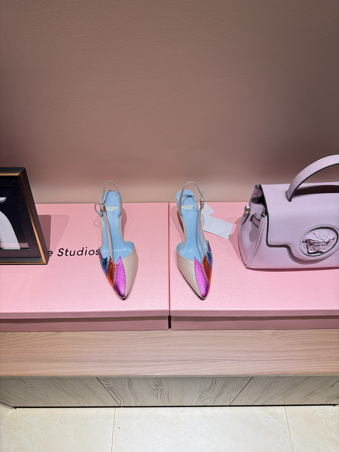 Color-block Metallic Pointed Slingback Heels