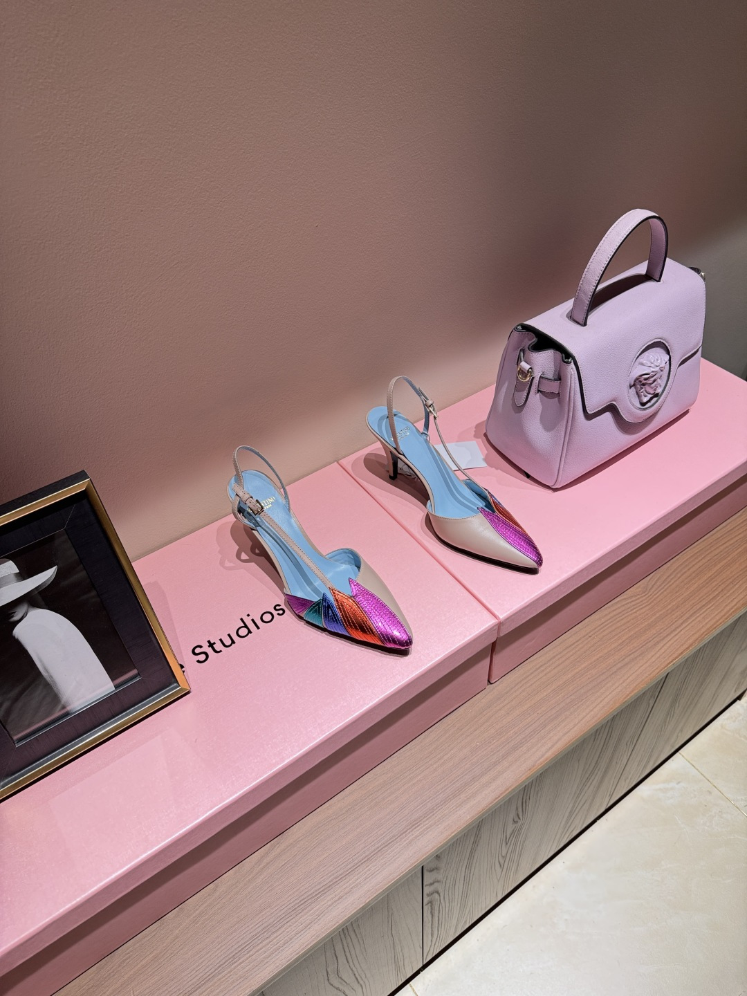 Color-block Metallic Pointed Slingback Heels