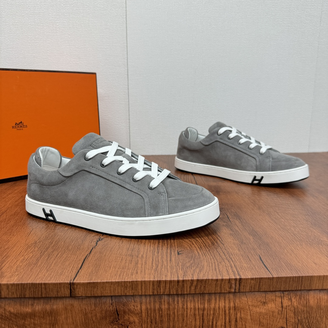 NO:276136,HERMES/Hermes kid series sneakers, simple, comfortable and versatile casual shoes for men, soft reverse velvet upper is decorated with the iconic 