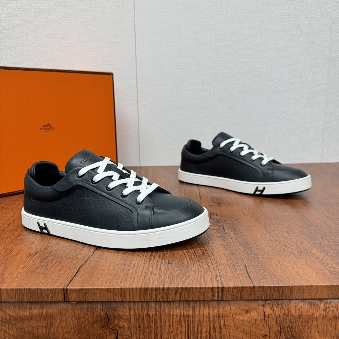 NO:276109,HERMES/Hermes kid series sneakers, simple, comfortable and versatile casual board shoes for men, soft Napa calf leather upper is decorated with the iconic 