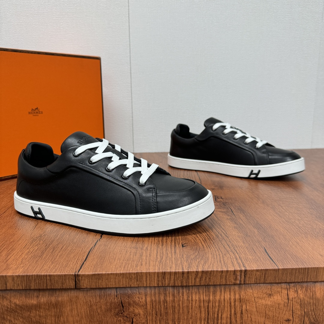 NO:276114,HERMES/Hermes kid series sneakers, simple, comfortable and versatile casual board shoes for men, soft Napa calf leather upper is decorated with the iconic 