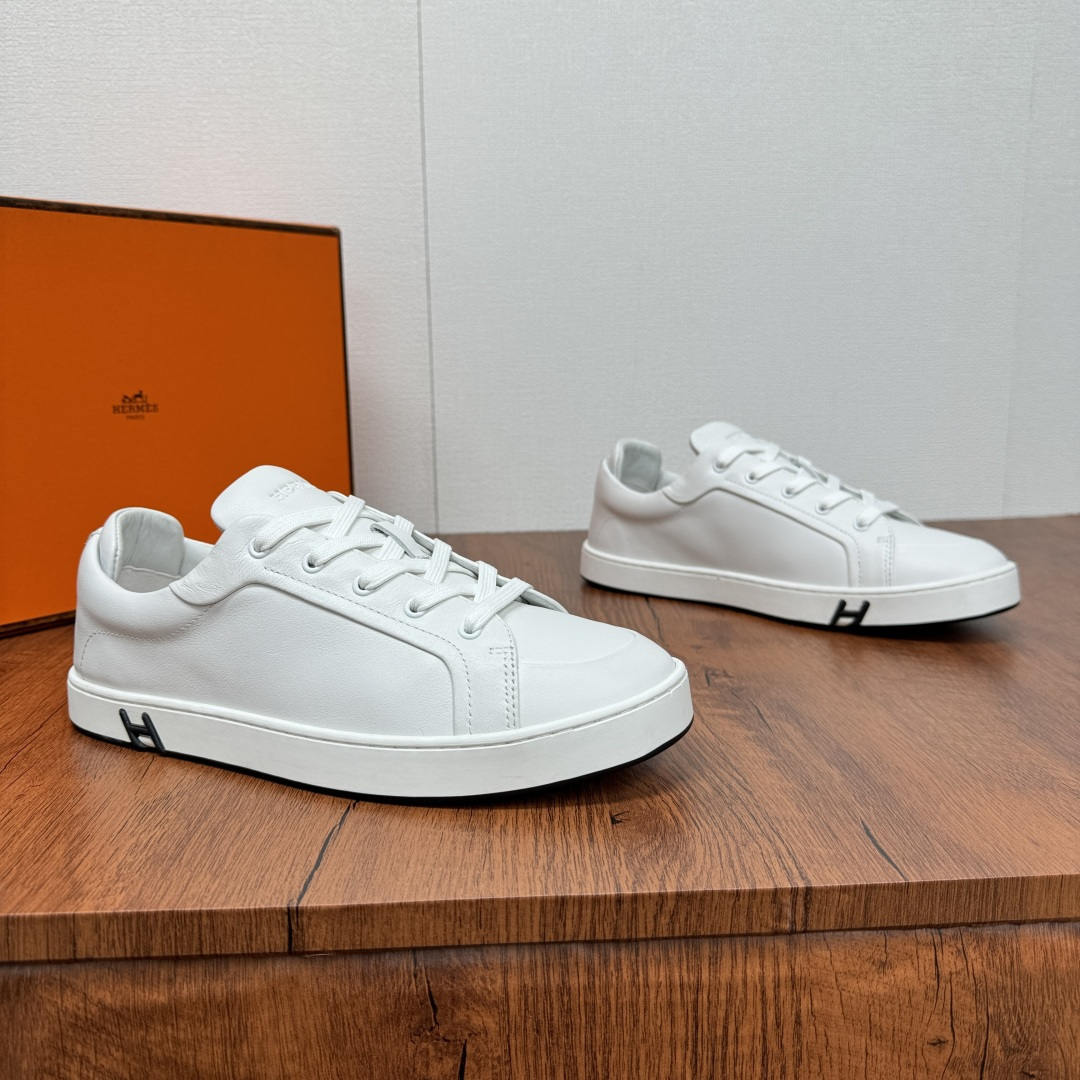 NO:276120,HERMES/Hermes kid series sneakers, simple, comfortable and versatile casual board shoes for men, soft Napa calf leather upper is decorated with the iconic 