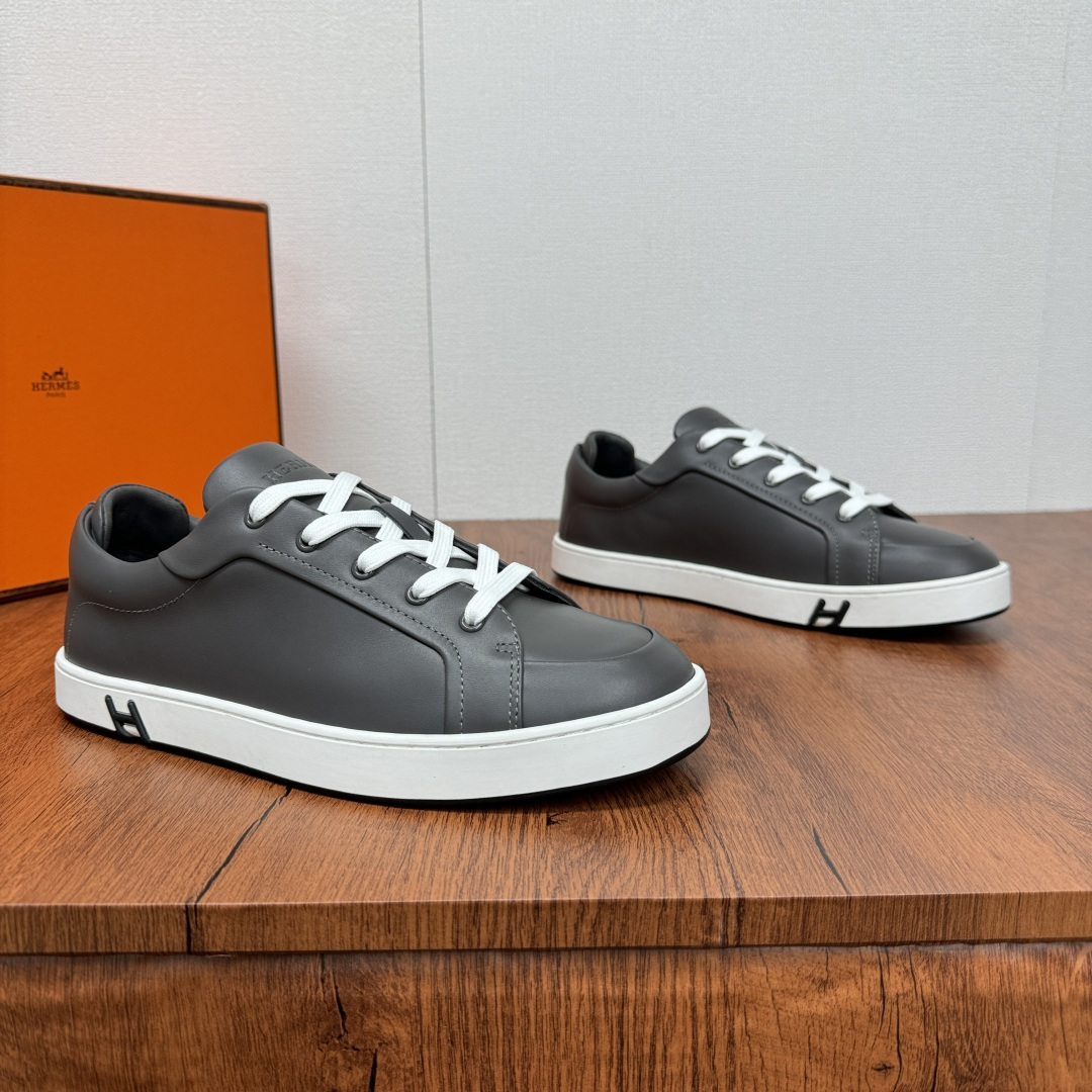NO:276125,HERMES/Hermes kid series sneakers, simple, comfortable and versatile casual board shoes for men, soft Napa calf leather upper is decorated with the iconic 