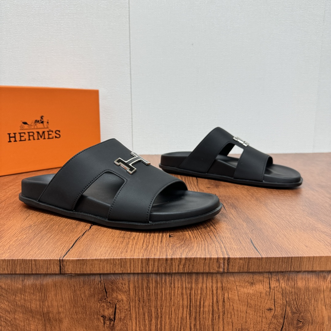 NO:277432,Hermes classic H-button slippers cross-patterned cowhide, luxurious and elegant shoes combine classic and fashionable. The iconic 