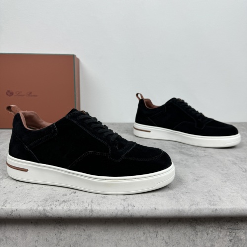 Loro Piana Newport Walk Men's Suede Sneakers - Black