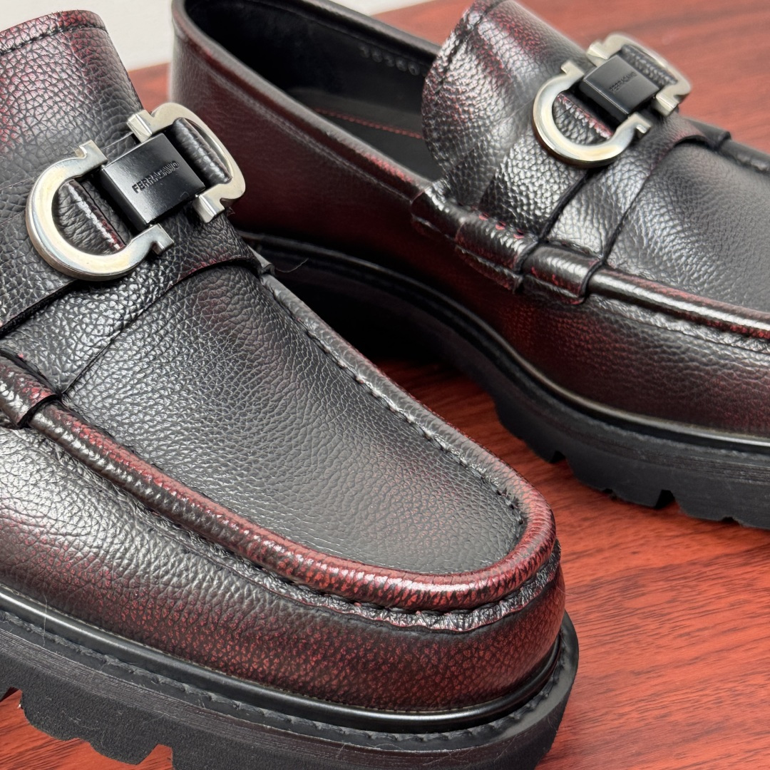 Ferragamo Style Black Leather Men's Shoes Men's Shoes Men's Shoes detail image 5 from source 783334