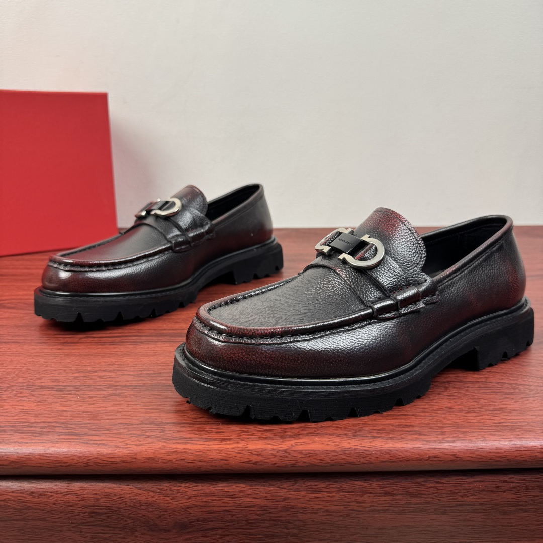 Ferragamo Style Black Leather Men's Shoes Men's Shoes Men's Shoes detail image 3 from source 783334