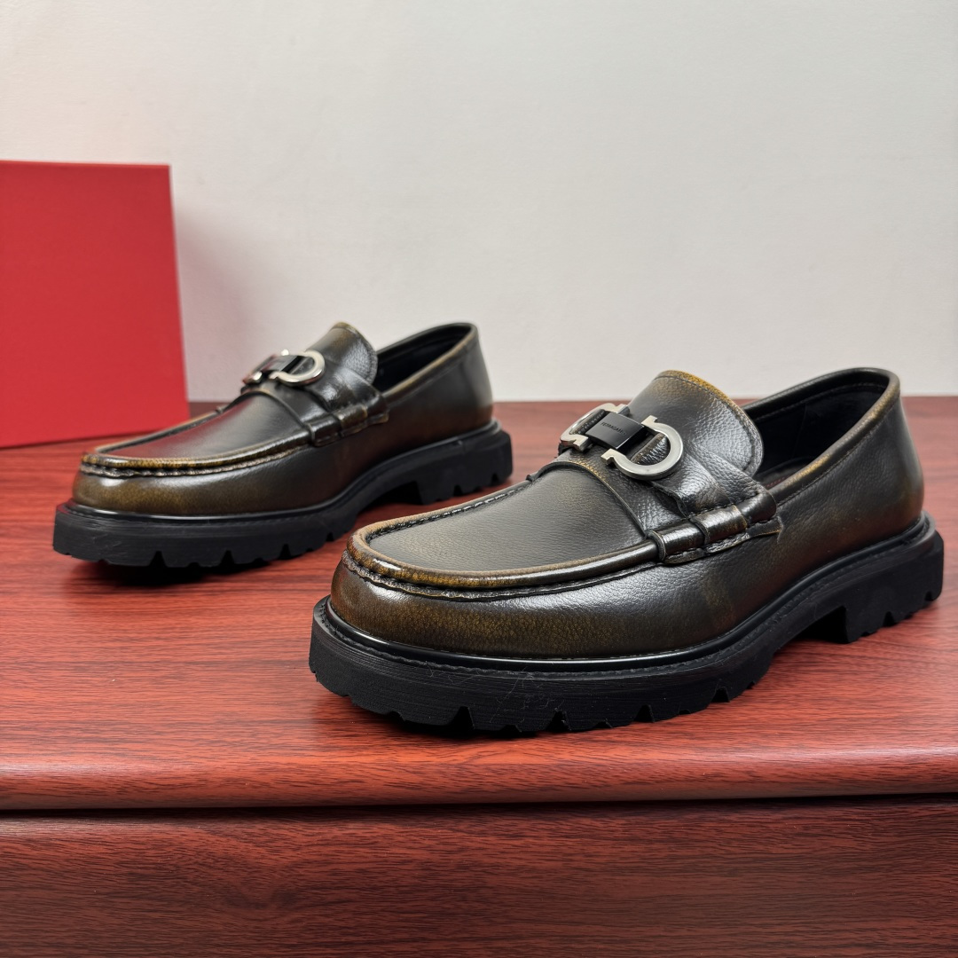 Ferragamo Style Black Leather Men's Shoes Men's Shoes Men's Shoes detail image 3 from source 783335