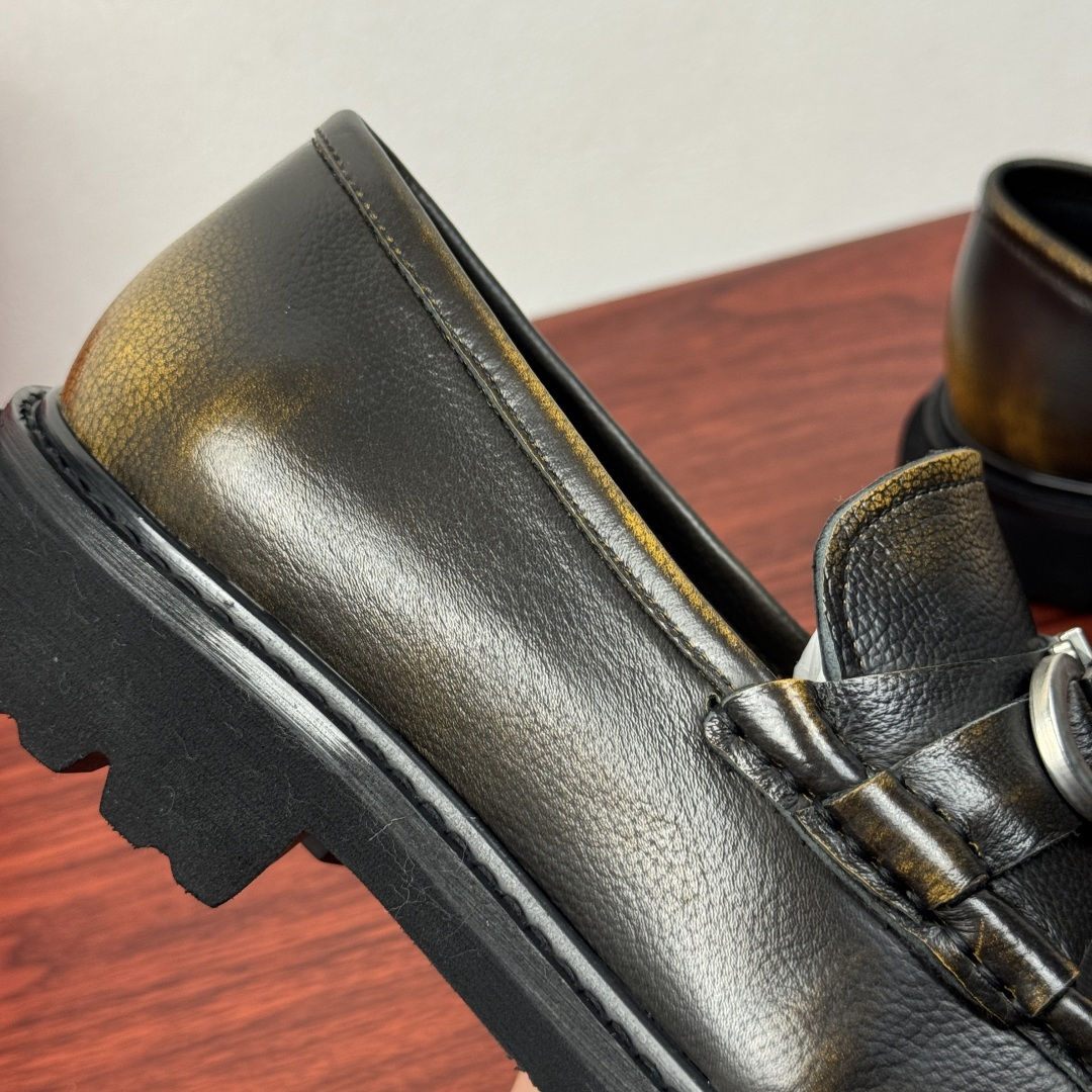 Ferragamo Style Black Leather Men's Shoes Men's Shoes Men's Shoes detail image 6 from source 783335