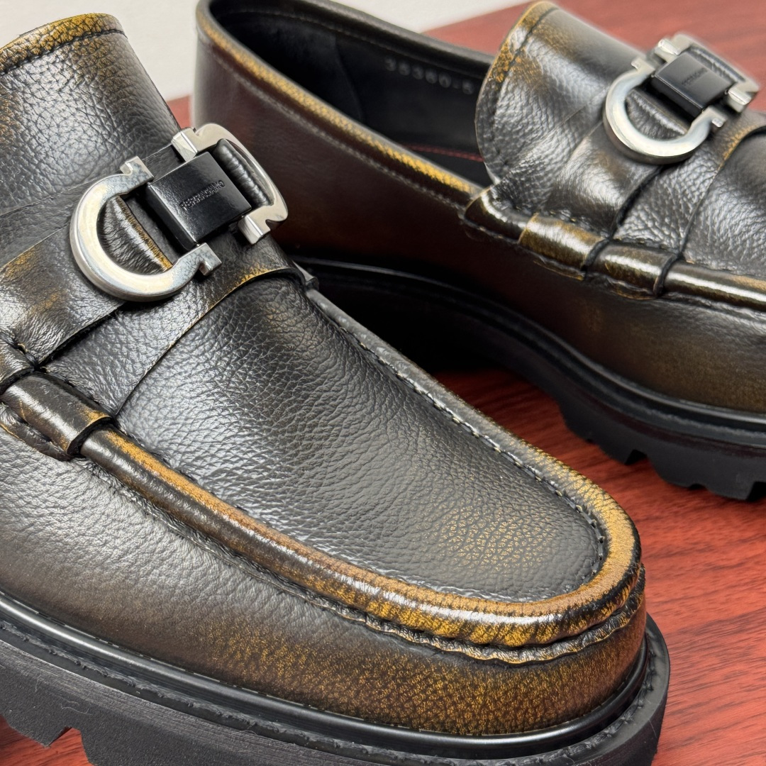 Ferragamo Style Black Leather Men's Shoes Men's Shoes Men's Shoes detail image 5 from source 783335