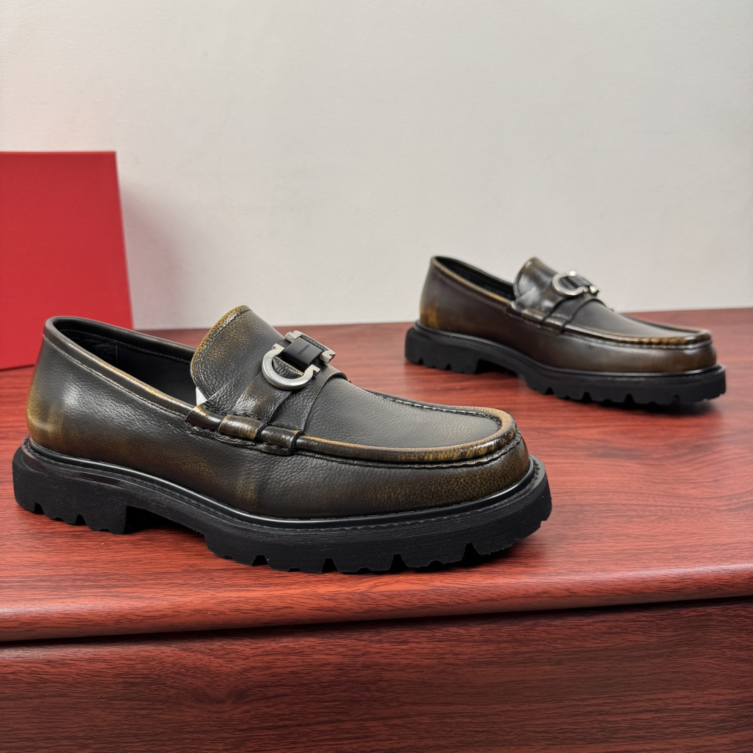 Ferragamo Style Black Leather Men's Shoes Lookbook Reference image 1