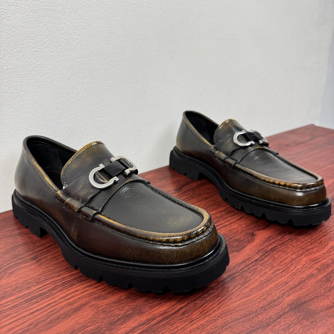 Ferragamo Style Black Leather Men's Shoes Lookbook Reference image 2