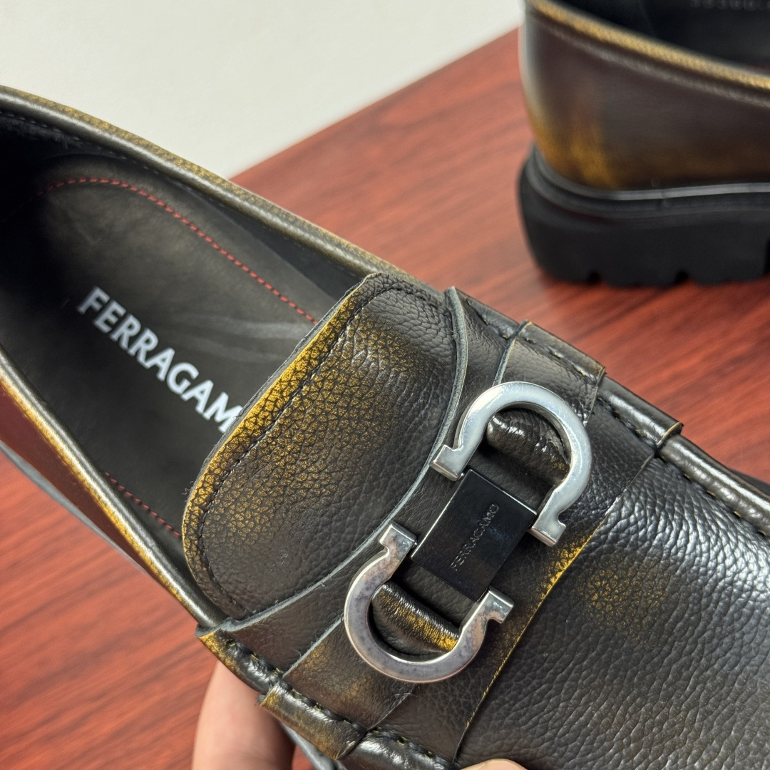 Ferragamo Style Black Leather Men's Shoes Men's Shoes Men's Shoes detail image 7 from source 783335