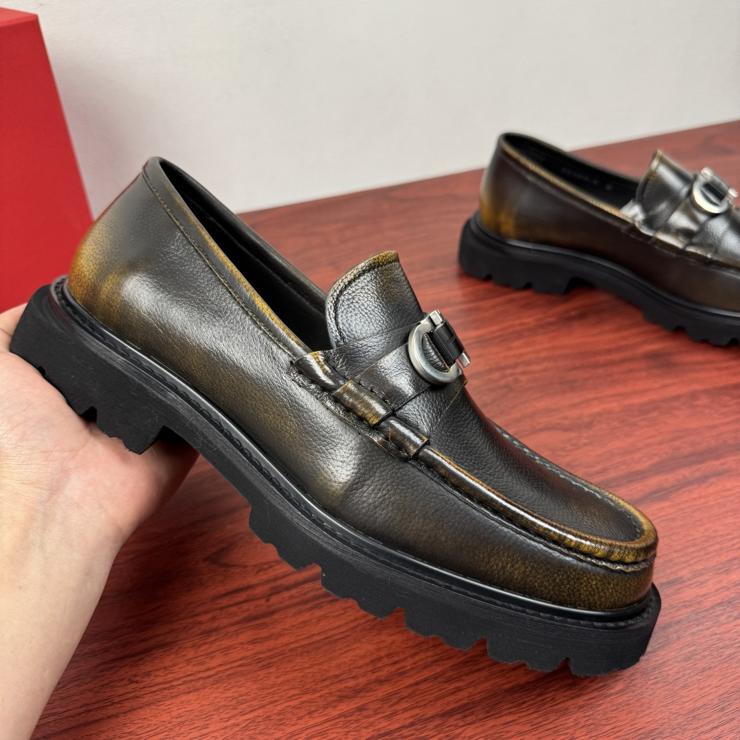 Ferragamo Style Black Leather Men's Shoes Men's Shoes Men's Shoes detail image 4 from source 783335