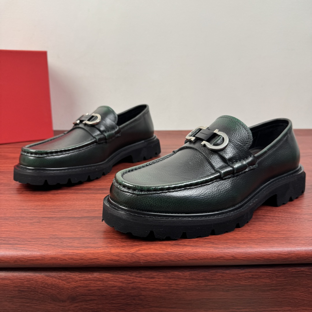 Ferragamo Style Black Leather Men's Shoes Men's Shoes Men's Shoes detail image 3 from source 783339