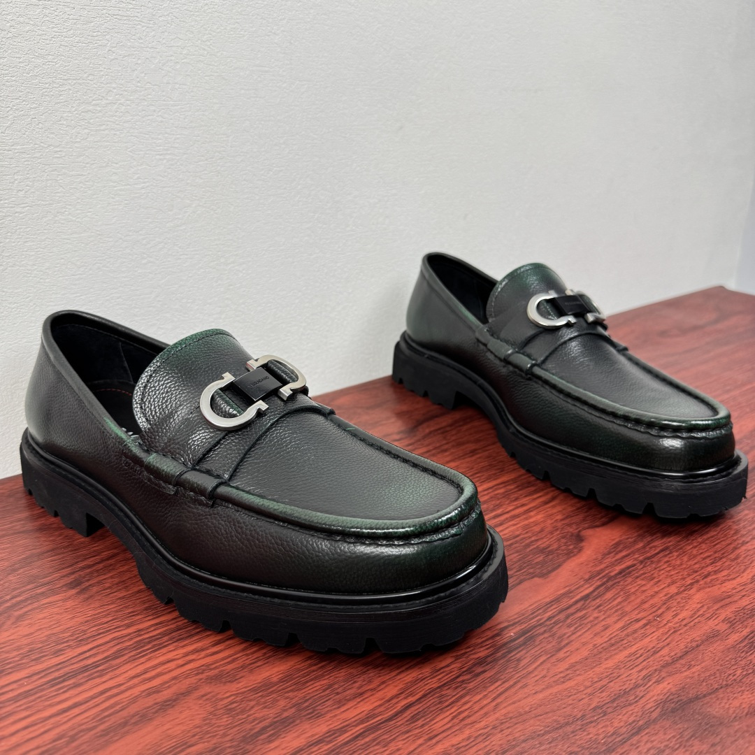 Ferragamo Style Black Leather Men's Shoes Lookbook Reference image 2