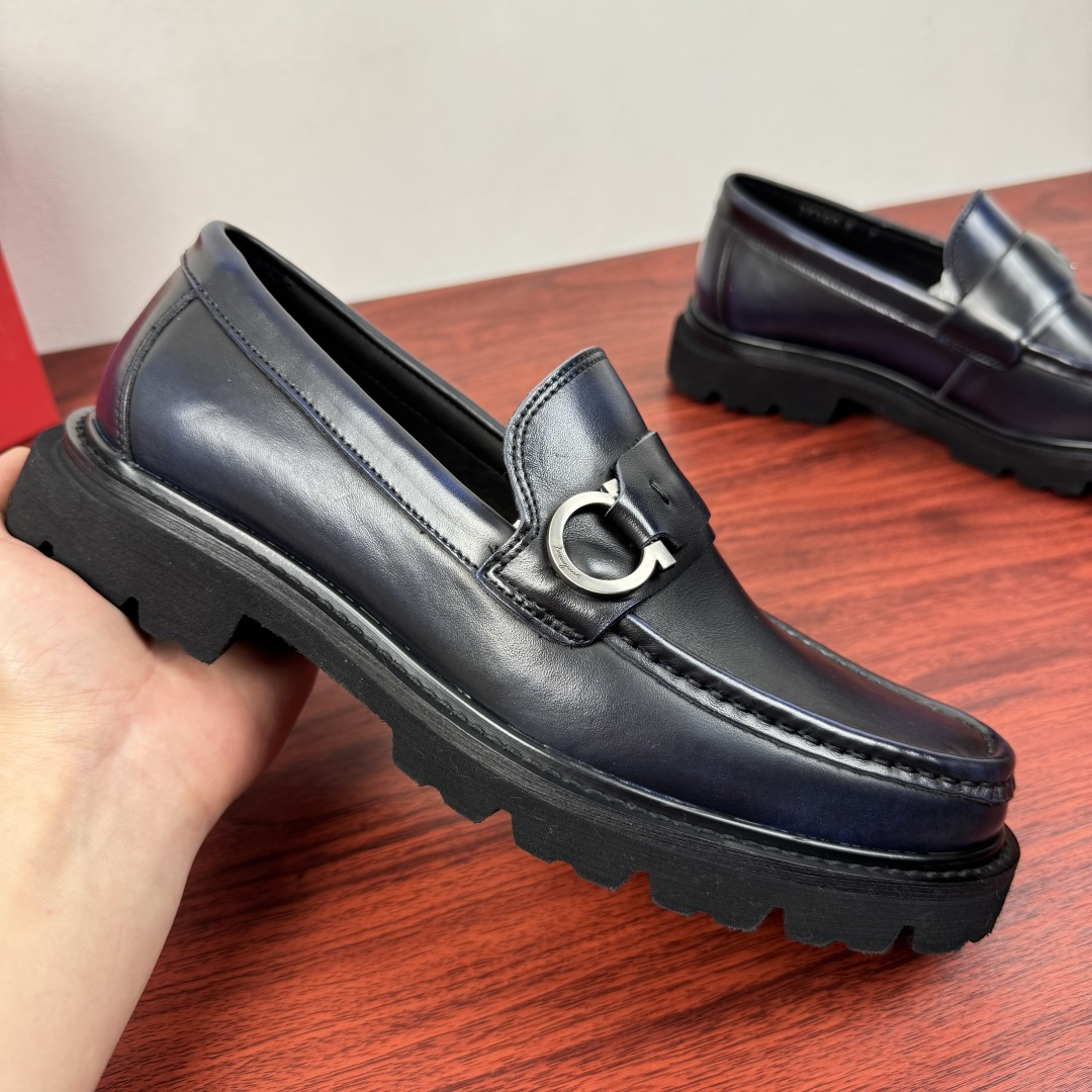 Ferragamo Style Black Leather Men's Shoes Men's Shoes Men's Shoes detail image 4 from source 783337