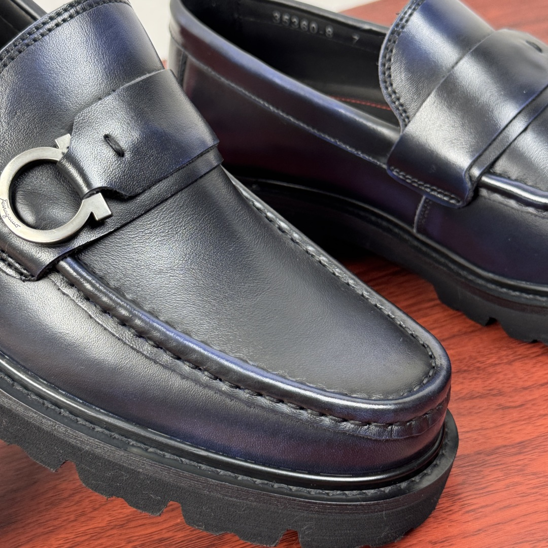 Ferragamo Style Black Leather Men's Shoes Men's Shoes Men's Shoes detail image 5 from source 783337