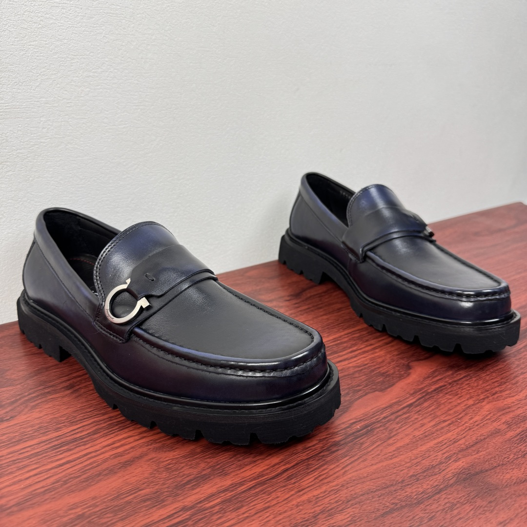 Ferragamo Style Black Leather Men's Shoes Lookbook Reference image 2