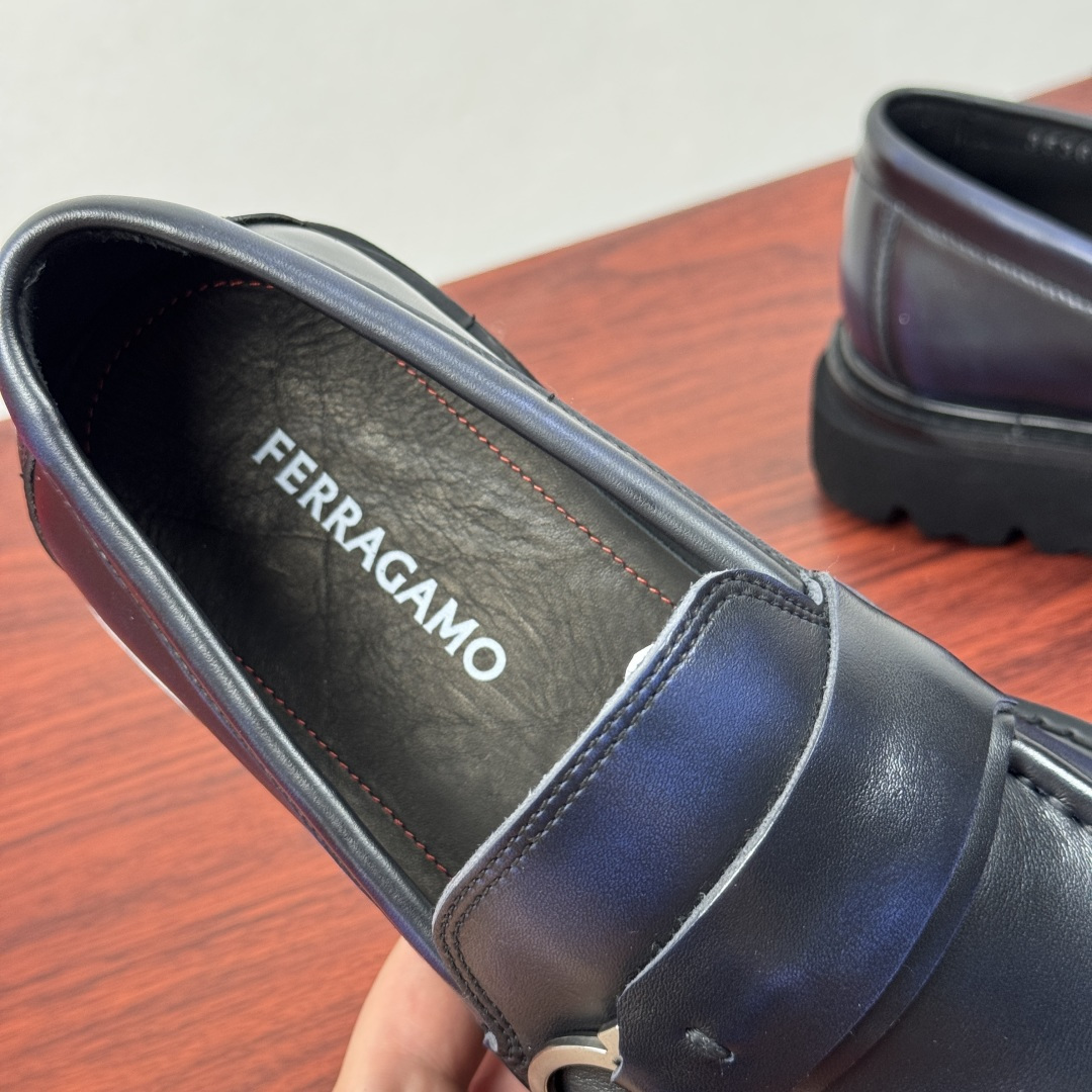 Ferragamo Style Black Leather Men's Shoes Men's Shoes Men's Shoes detail image 7 from source 783337