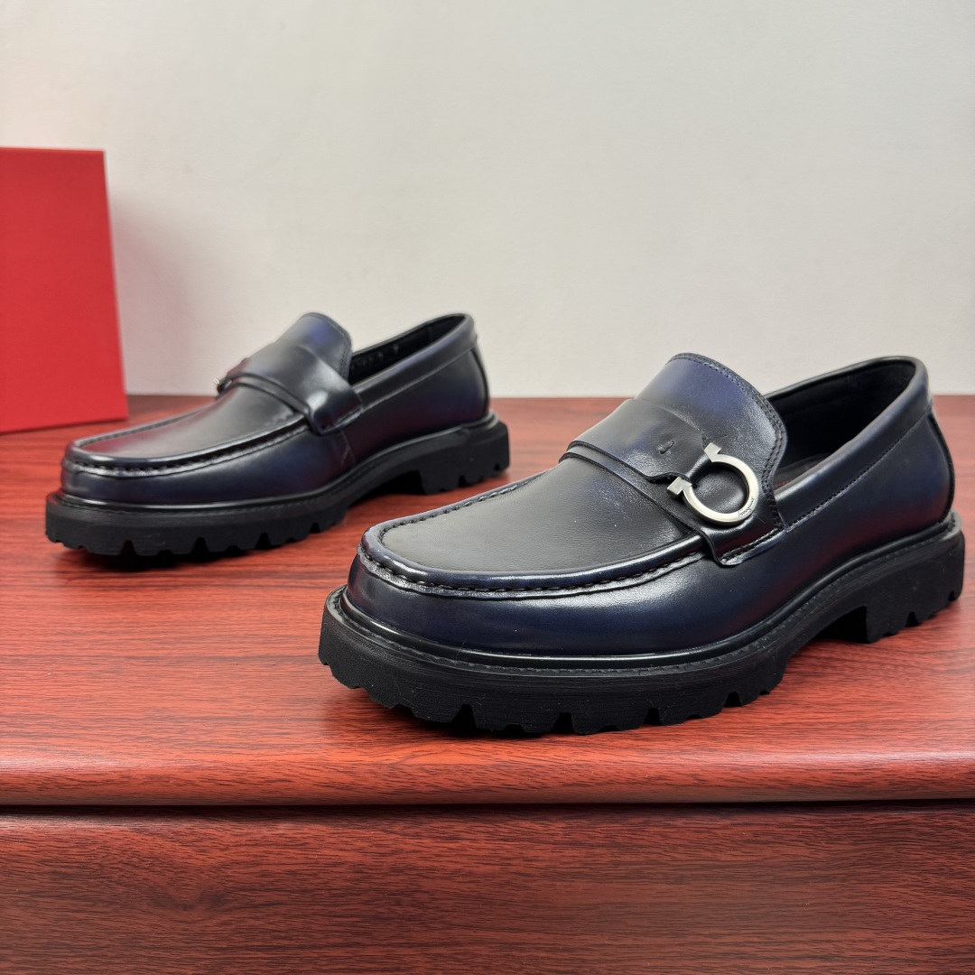 Ferragamo Style Black Leather Men's Shoes Men's Shoes Men's Shoes detail image 3 from source 783337