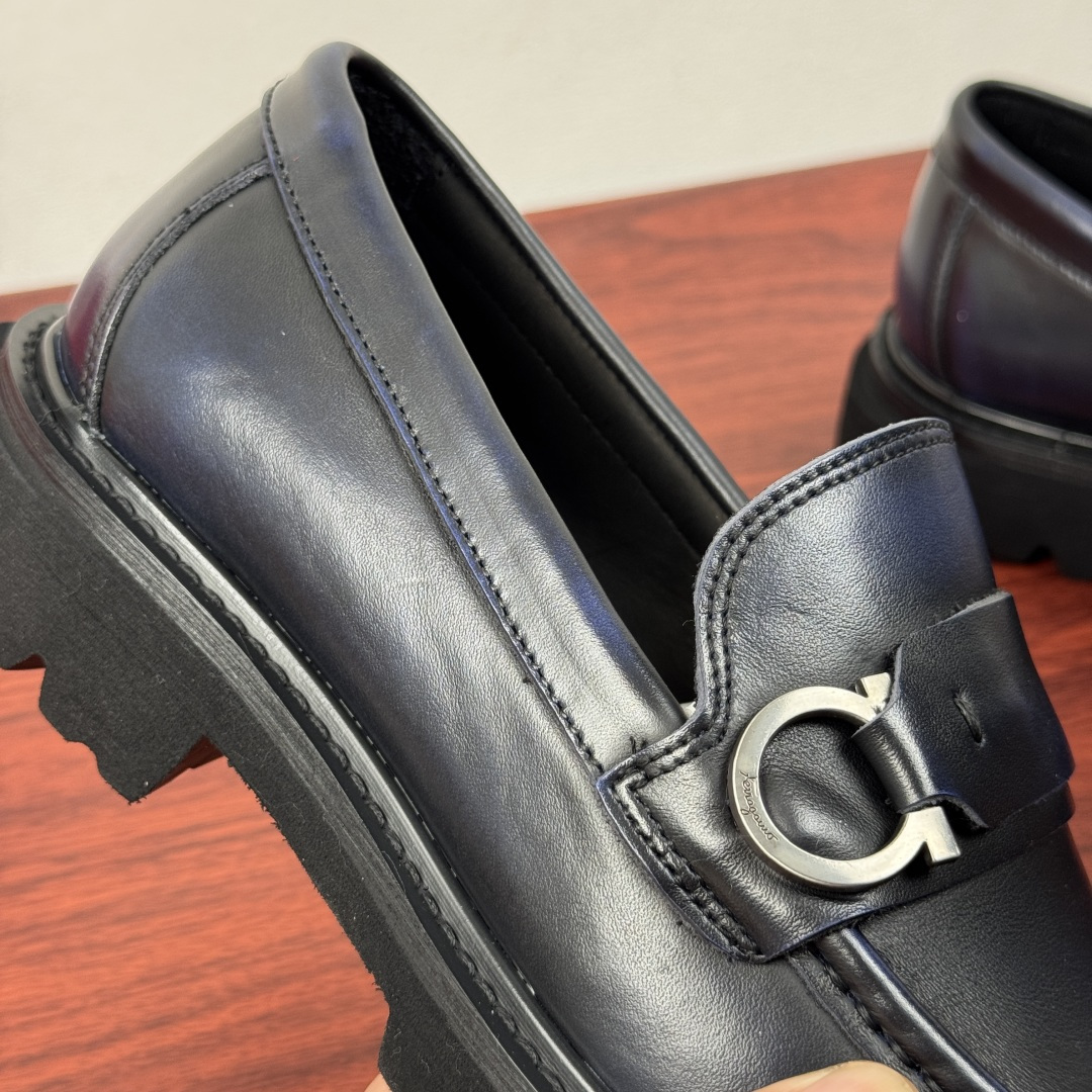 Ferragamo Style Black Leather Men's Shoes Men's Shoes Men's Shoes detail image 6 from source 783337