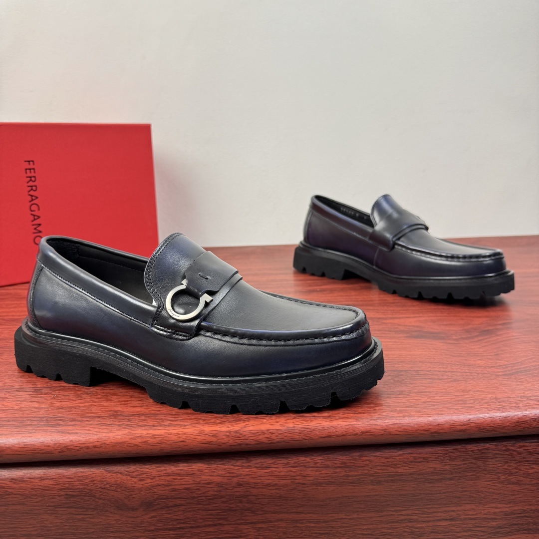 Ferragamo Style Black Leather Men's Shoes Lookbook Reference image 1