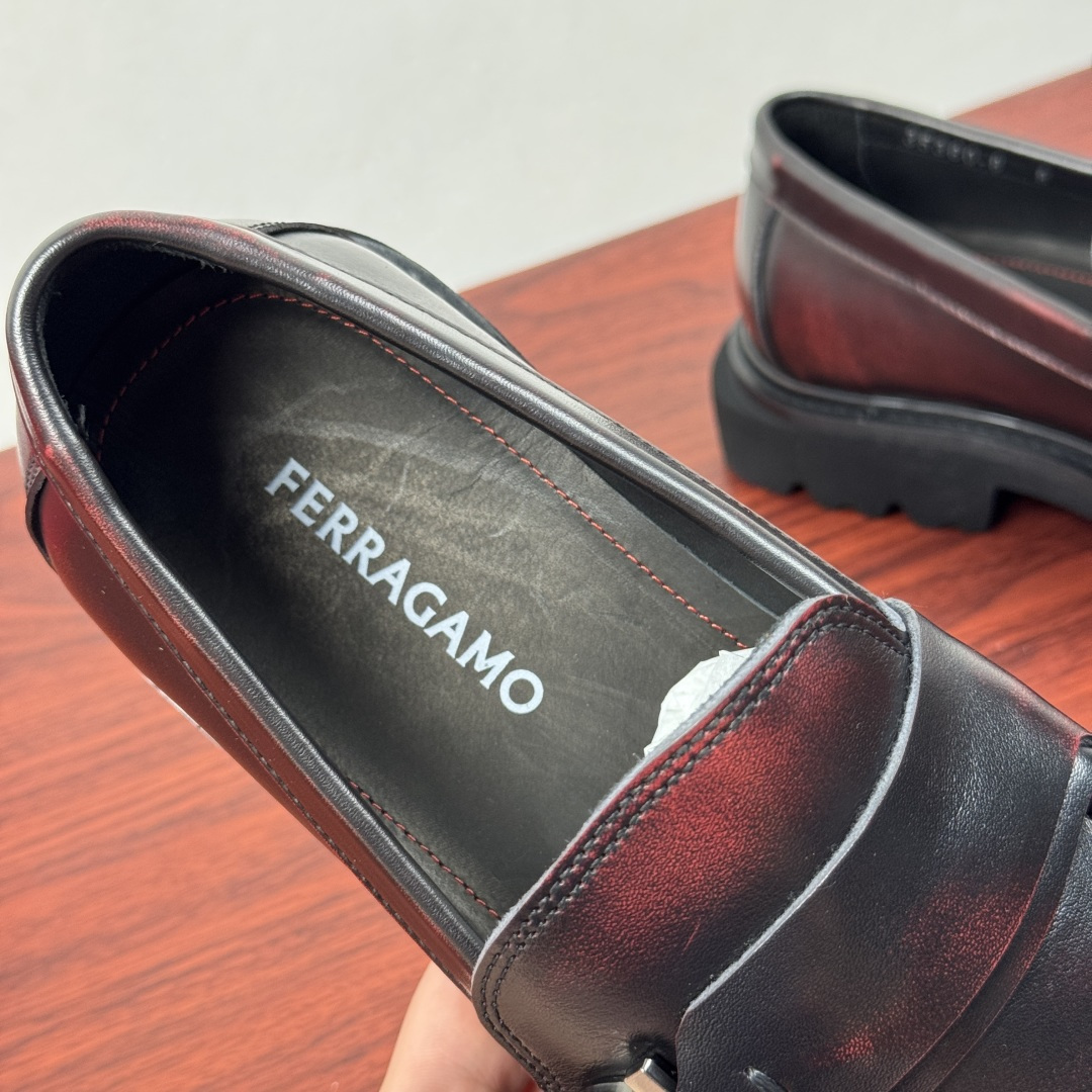 Ferragamo Style Black Leather Men's Shoes Men's Shoes Men's Shoes detail image 7 from source 783338