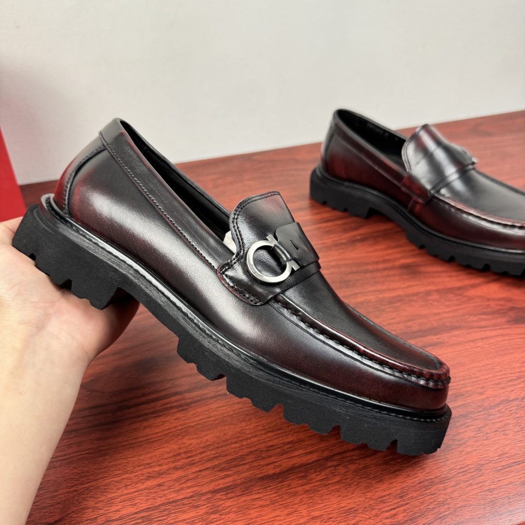 Ferragamo Style Black Leather Men's Shoes Men's Shoes Men's Shoes detail image 4 from source 783338