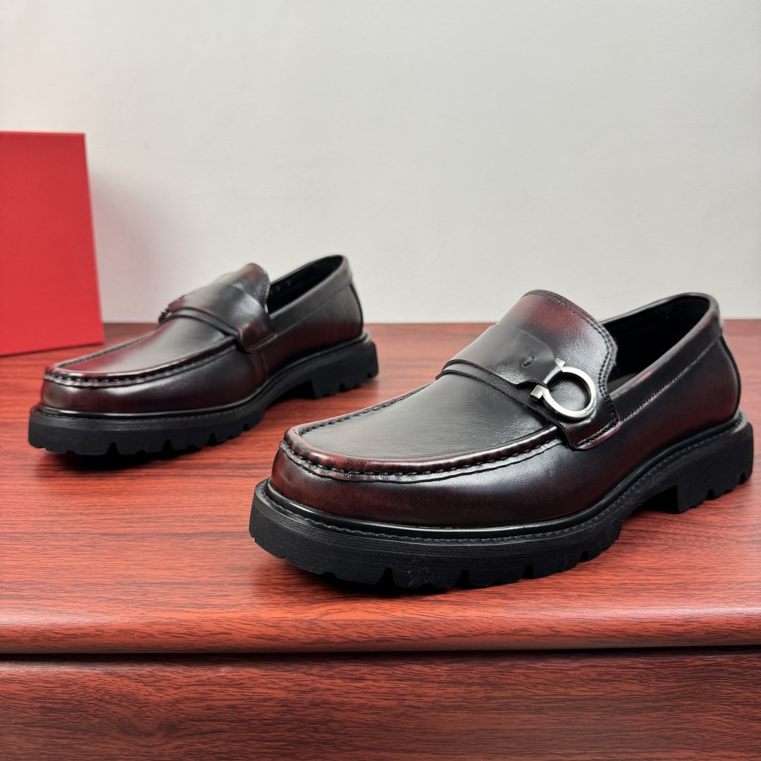 Ferragamo Style Black Leather Men's Shoes Men's Shoes Men's Shoes detail image 3 from source 783338