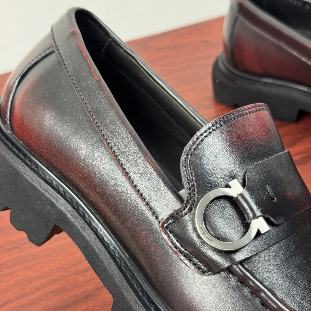 Ferragamo Style Black Leather Men's Shoes Men's Shoes Men's Shoes detail image 6 from source 783338
